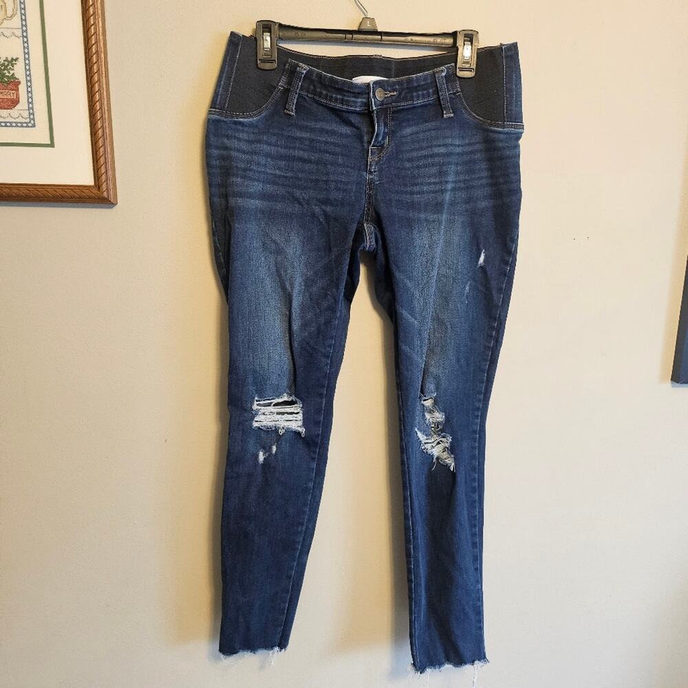 Isabel Maternity by Ingrid & Isabel Distressed Skinny Jeans Size 6 Side Panel